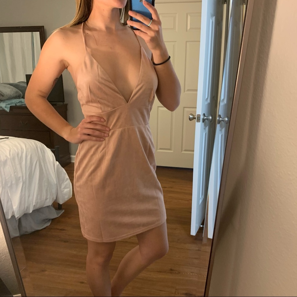 Hommage from Los Angeles Pink Suede Dress